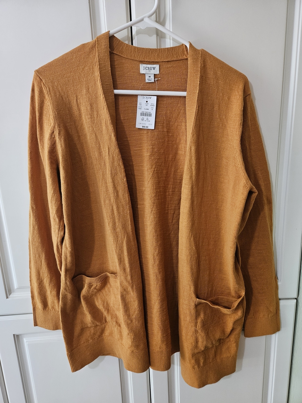 J. Crew 100% Cotton Mustard Gold Cardigan Autumnal Minimalist Layering Earthy